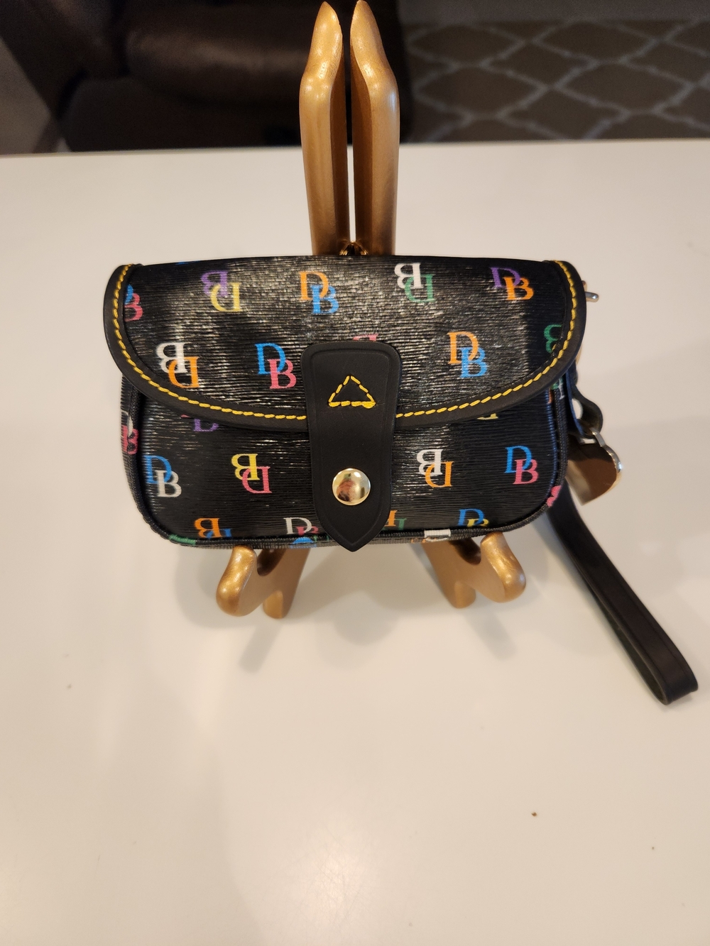 Dooney & Bourke DB75 Multicolor Logo Wristlet Snap Closure